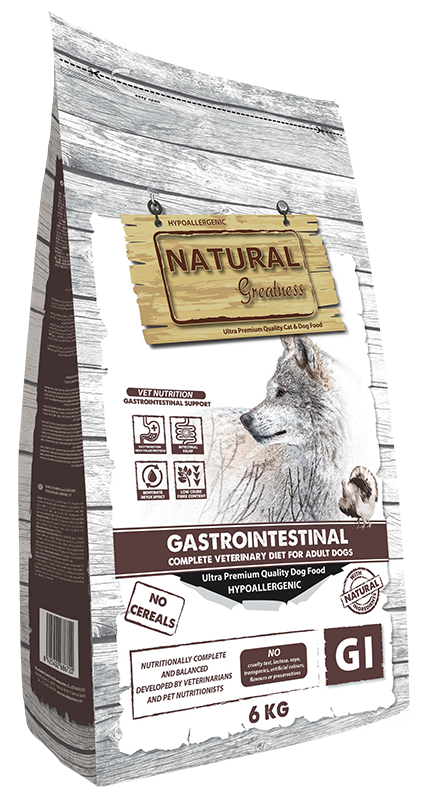 Natural Greatness Gastrointestinal, suha veterinarska dieta za pse — uradni packshot