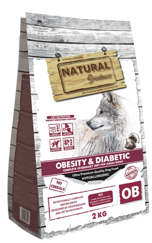 Natural Greatness Obesity & Diabetic, suha veterinarska dieta za pse — uradni packshot